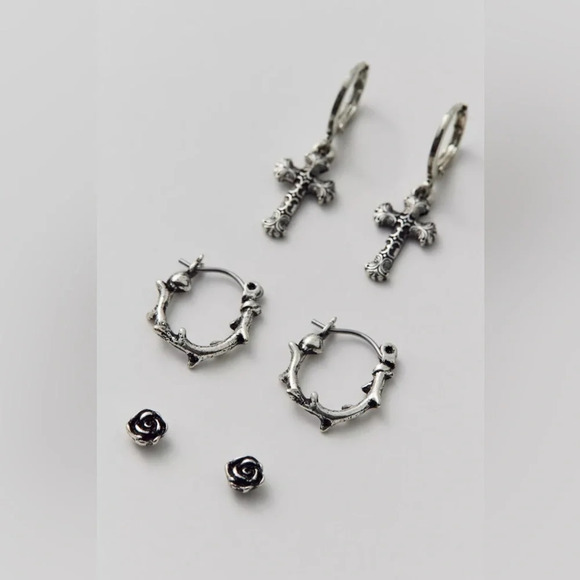 UO Cross & Thorn Hoop Earring Set, NWT - Picture 2 of 5